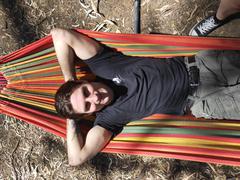 Tim in a hammock top view